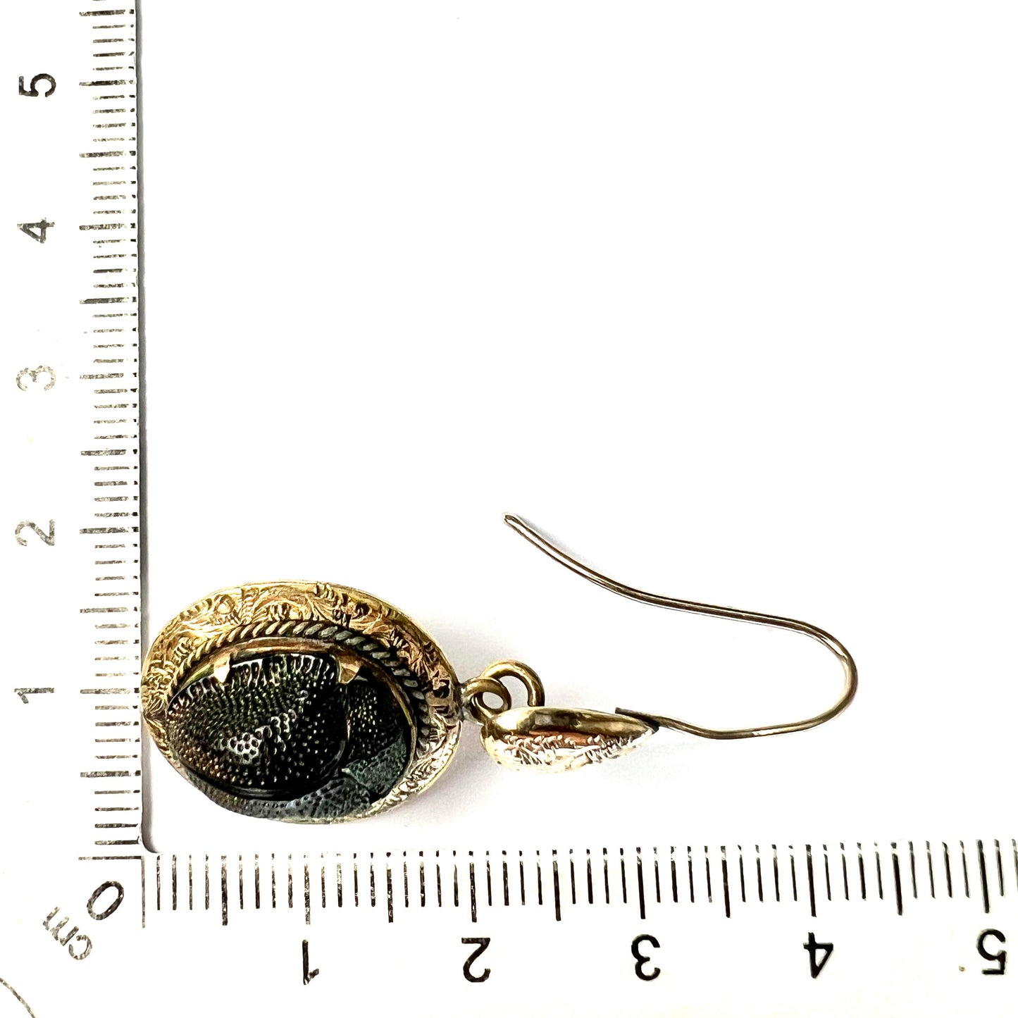 Ornate Victorian Scarab Beetle 9CT Gold Drop Earrings