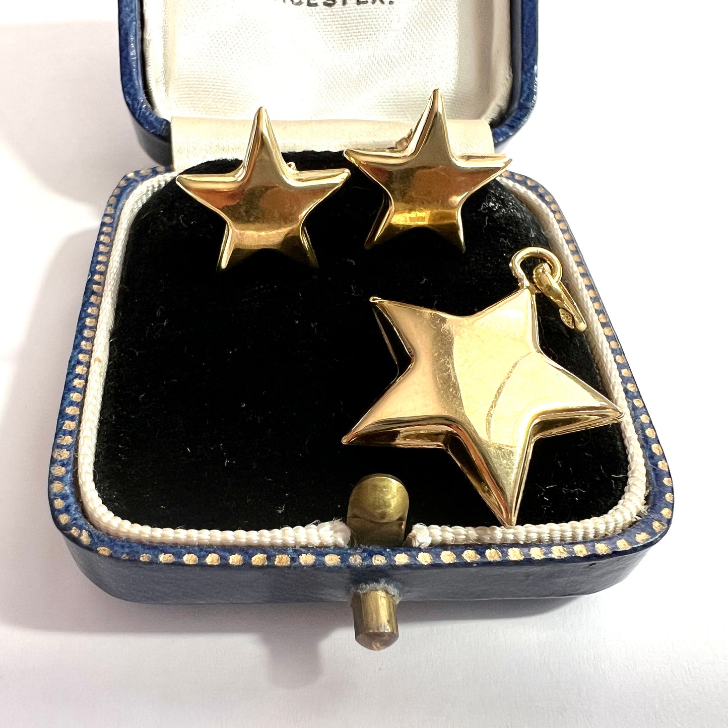 Vintage Italian 18CT Gold Star Earrings and Necklace