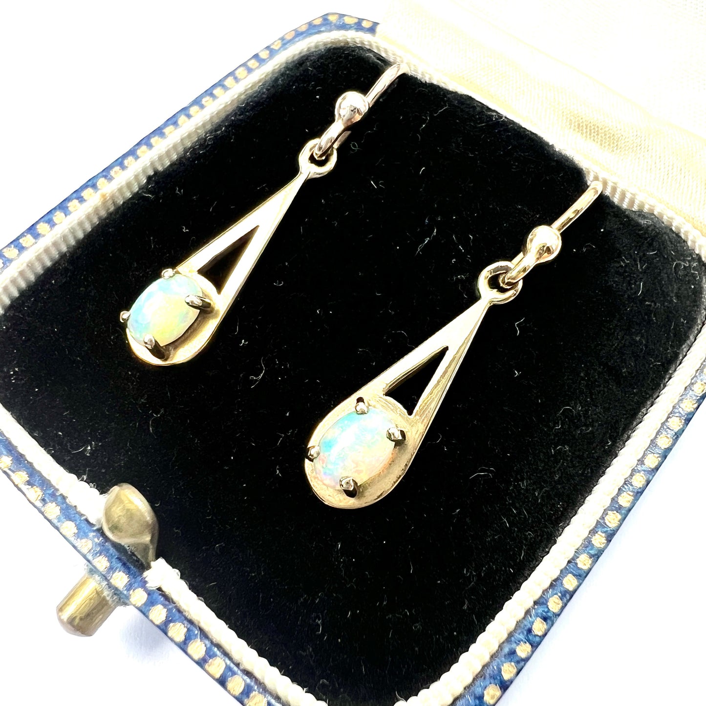 Vintage 9CT Gold Opal Teardrop Earrings