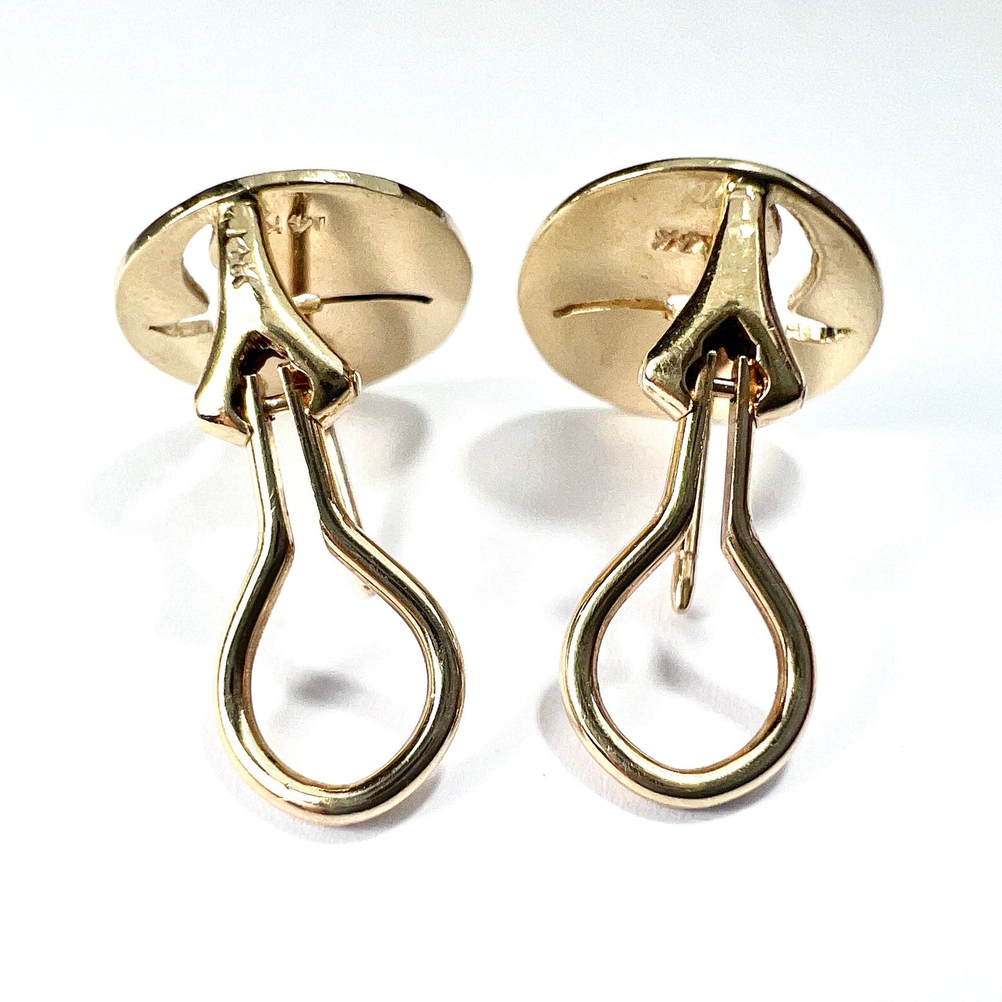Vintage 14CT Gold Longtail Bird Disc Earrings