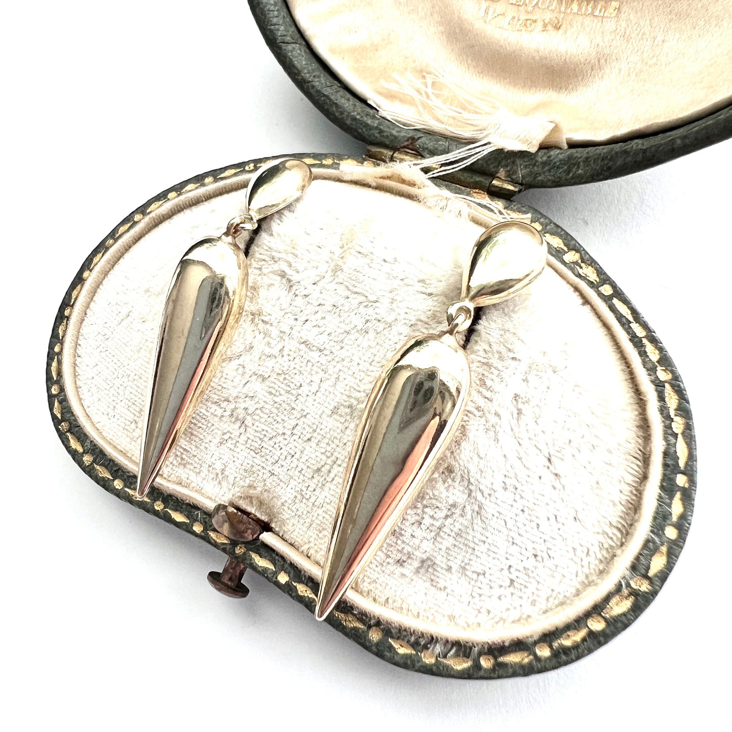 Vintage 9CT Gold Pointed Torpedo Earrings