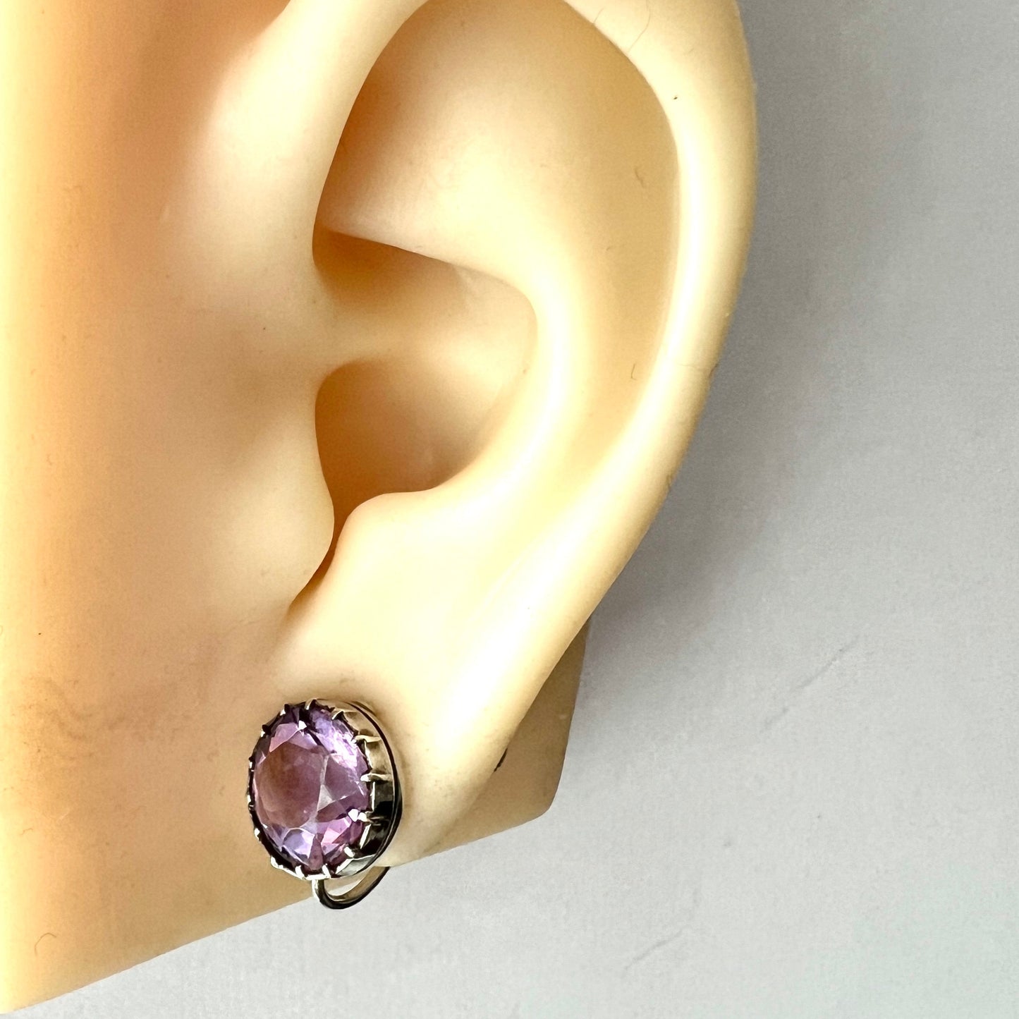 Antique Amethyst Silver Screwback Earrings