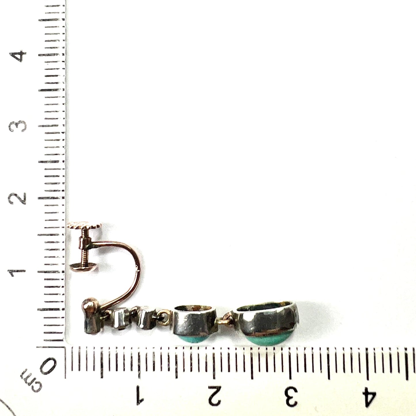 Victorian Gold and Silver Turquoise Paste Diamond Earrings