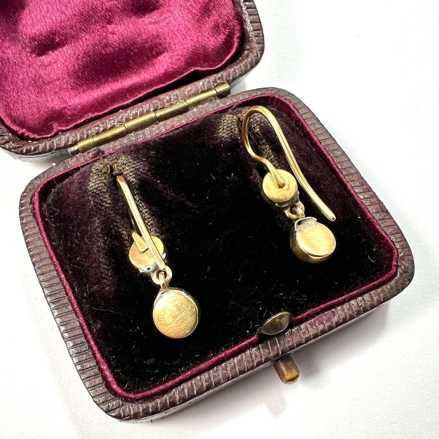 Victorian Gold Turquoise and Pearl Drop Earrings
