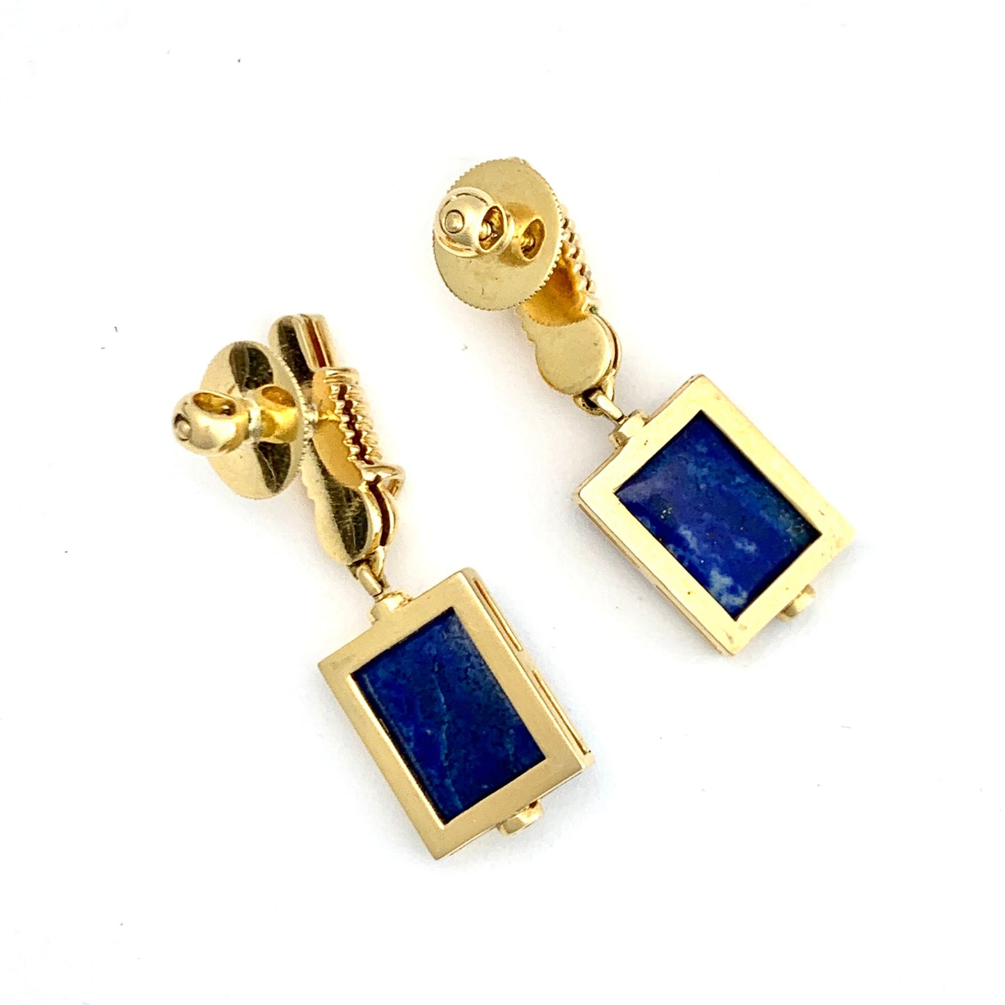 Rare Solid 18CT Gold Vintage Lapis Lazuli Earrings