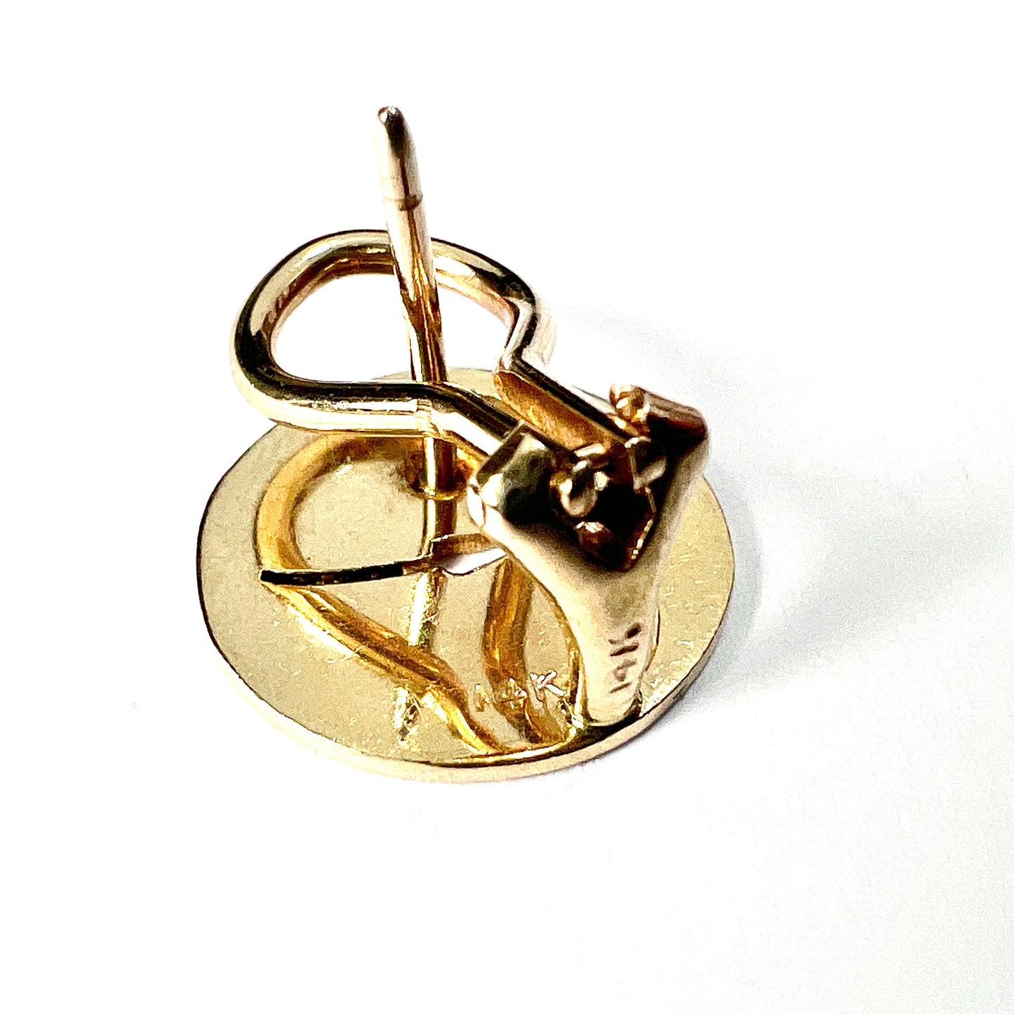 Vintage 14CT Gold Longtail Bird Disc Earrings