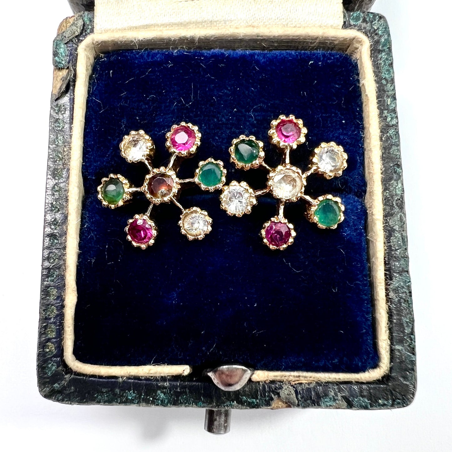 Vintage 18CT Gold Gemstone Sputnik Earrings