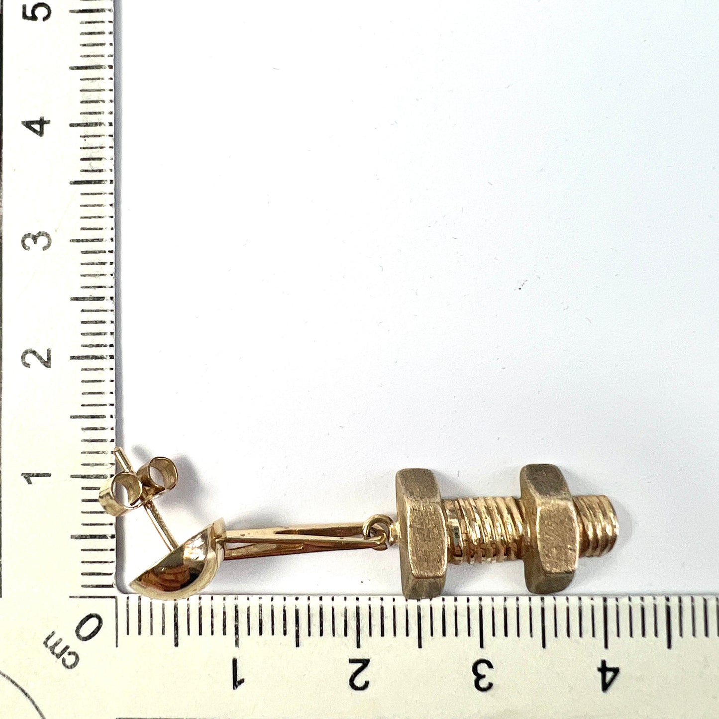 Vintage 9CT Gold Nut and Bolt Drop Earrings