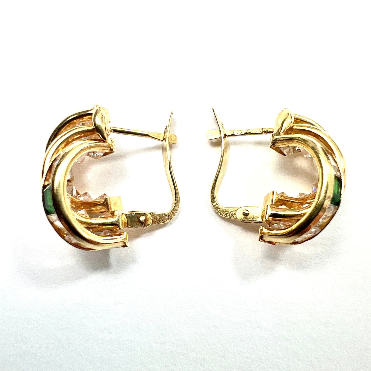 Vintage 18CT Gold Triple Hoop Huggie Earrings