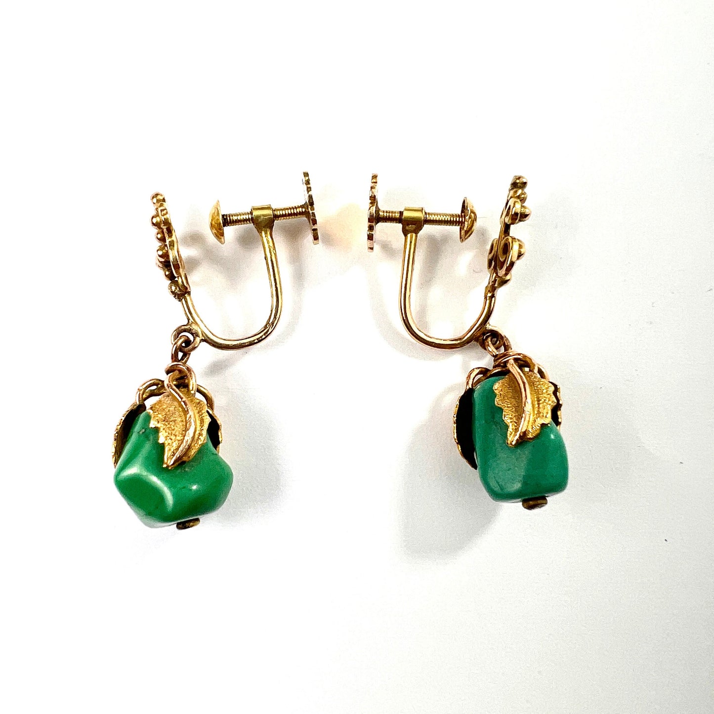 Victorian 12CT Gold Turquoise Nugget Screwback Earrings