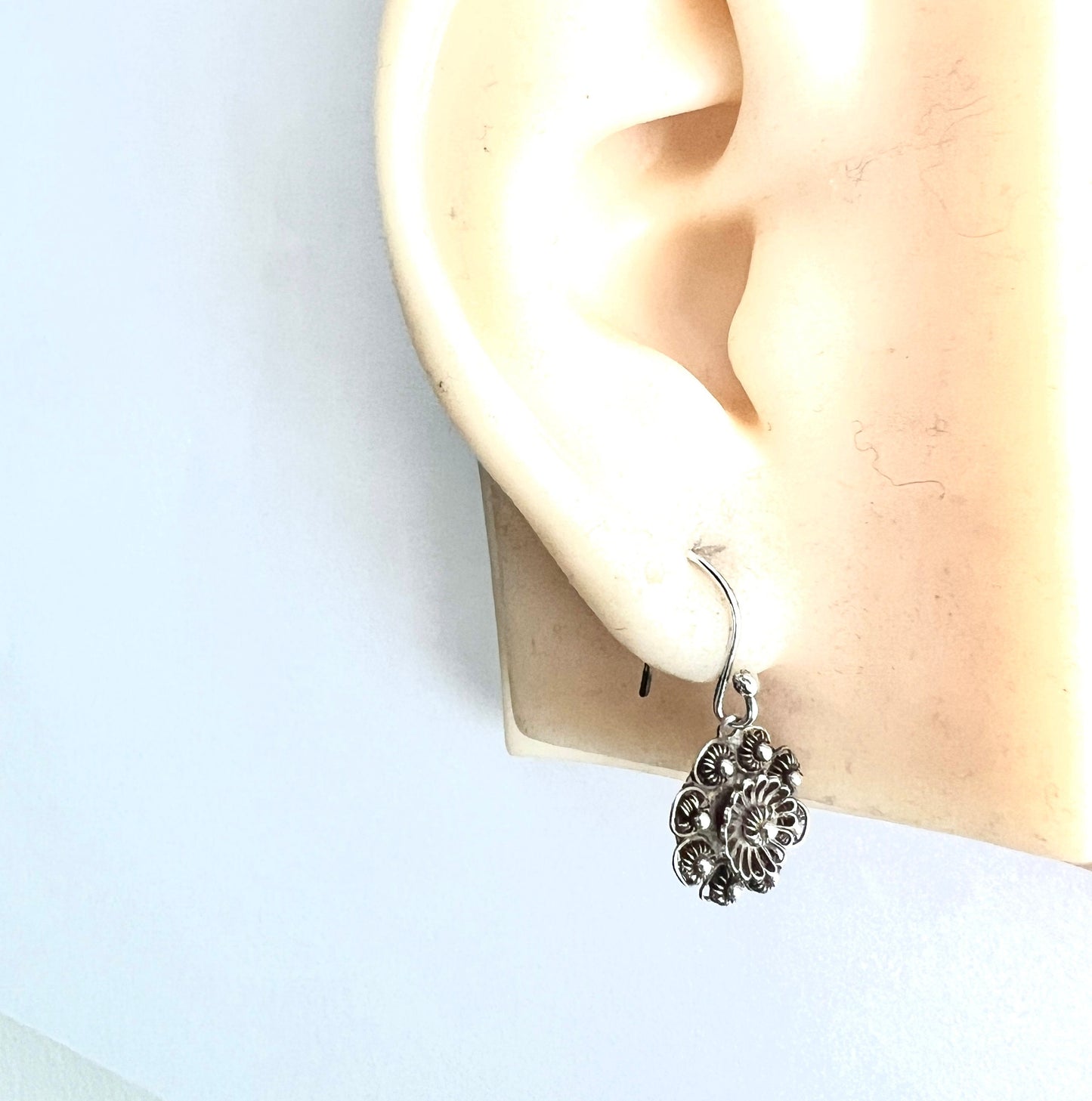 Victorian Mismatch Aesthetic Period Silver Wheel Earrings