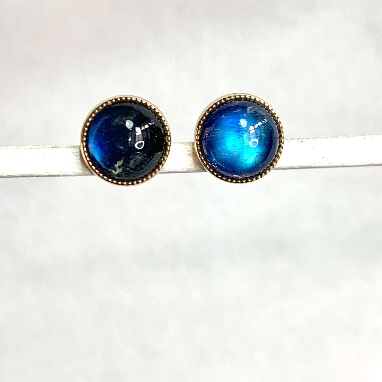 Vintage Blue Foiled Quartz 9CT Gold Earrings and Pendant Set