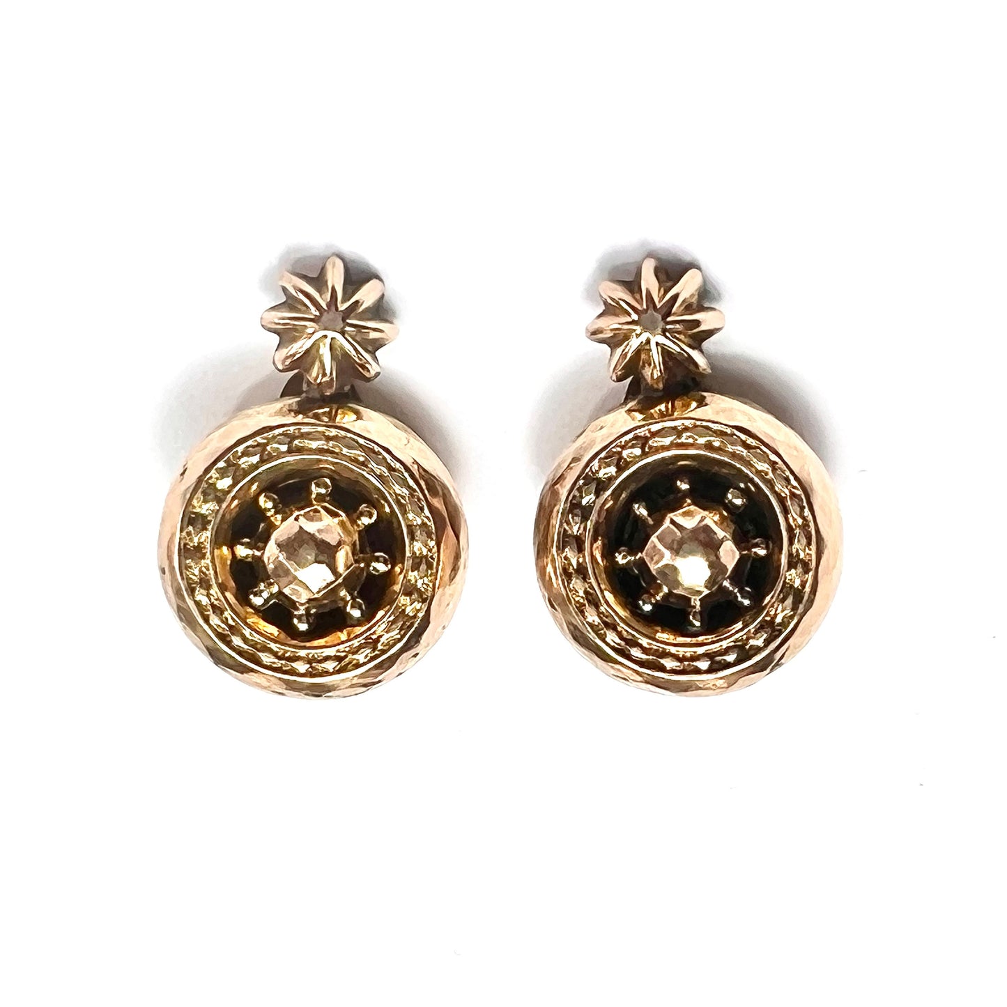 Victorian Gold-Cased Star Target Ear Clips