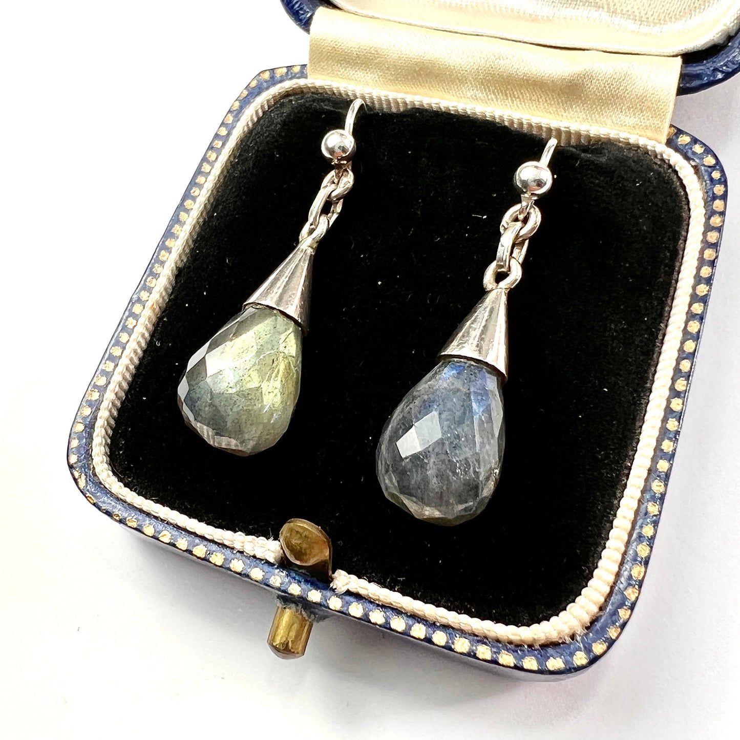 Vintage Labradorite Teardrop Sterling Silver Earrings