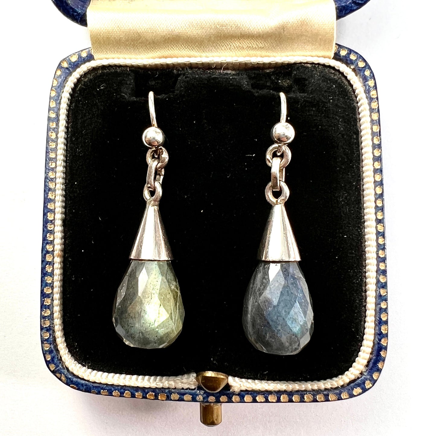 Vintage Labradorite Teardrop Sterling Silver Earrings
