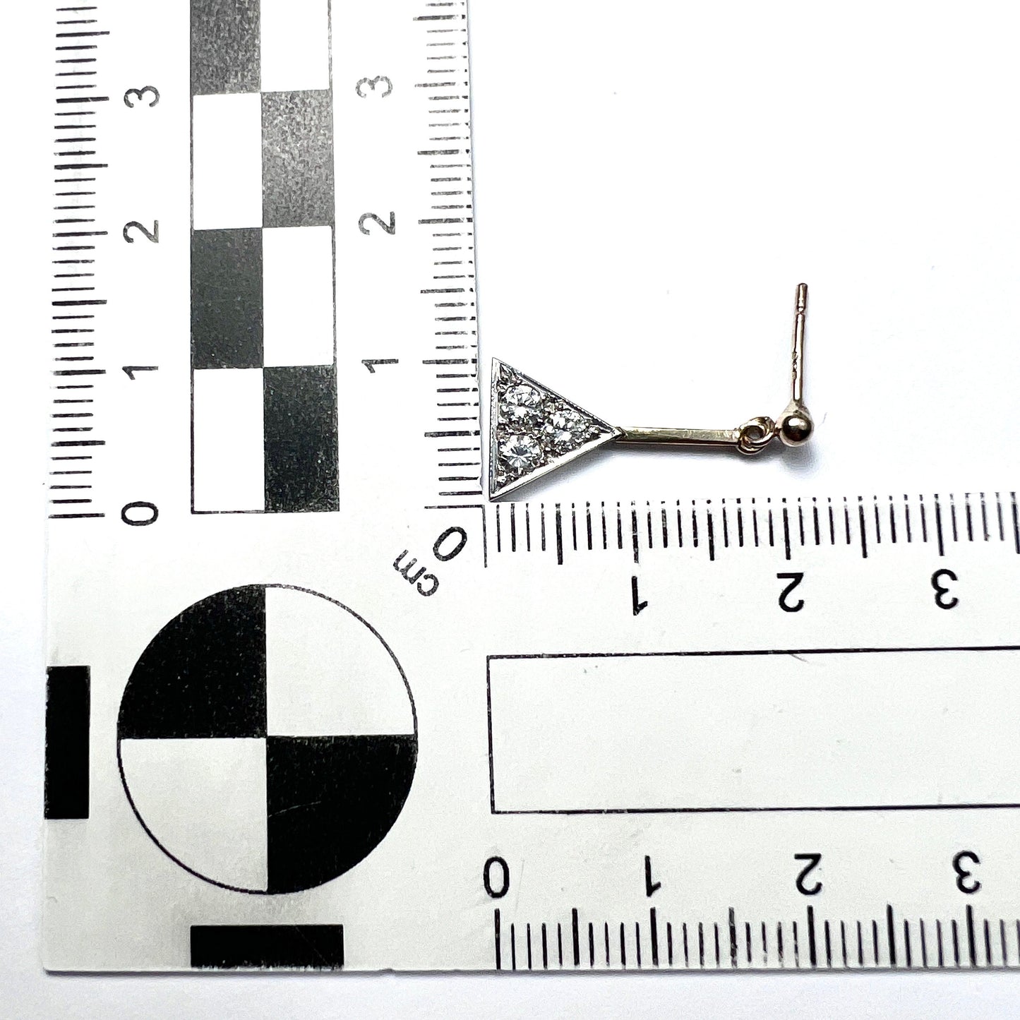 Vintage Diamond Triangle Earrings in 9CT White and Yellow Gold