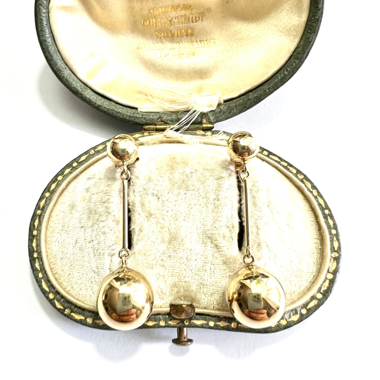 Vintage Double Sphere 9CT Gold Drop Earrings
