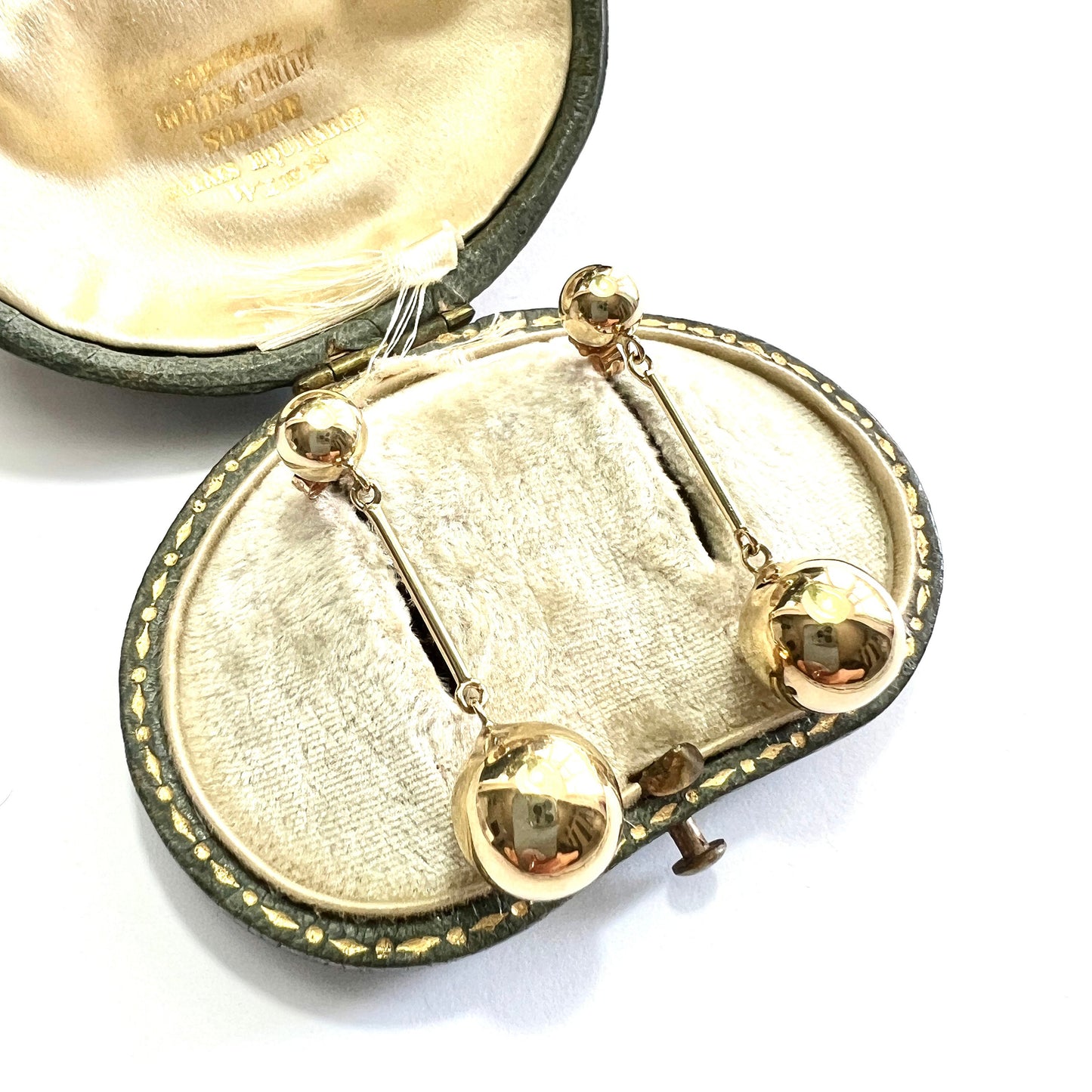 Vintage Double Sphere 9CT Gold Drop Earrings