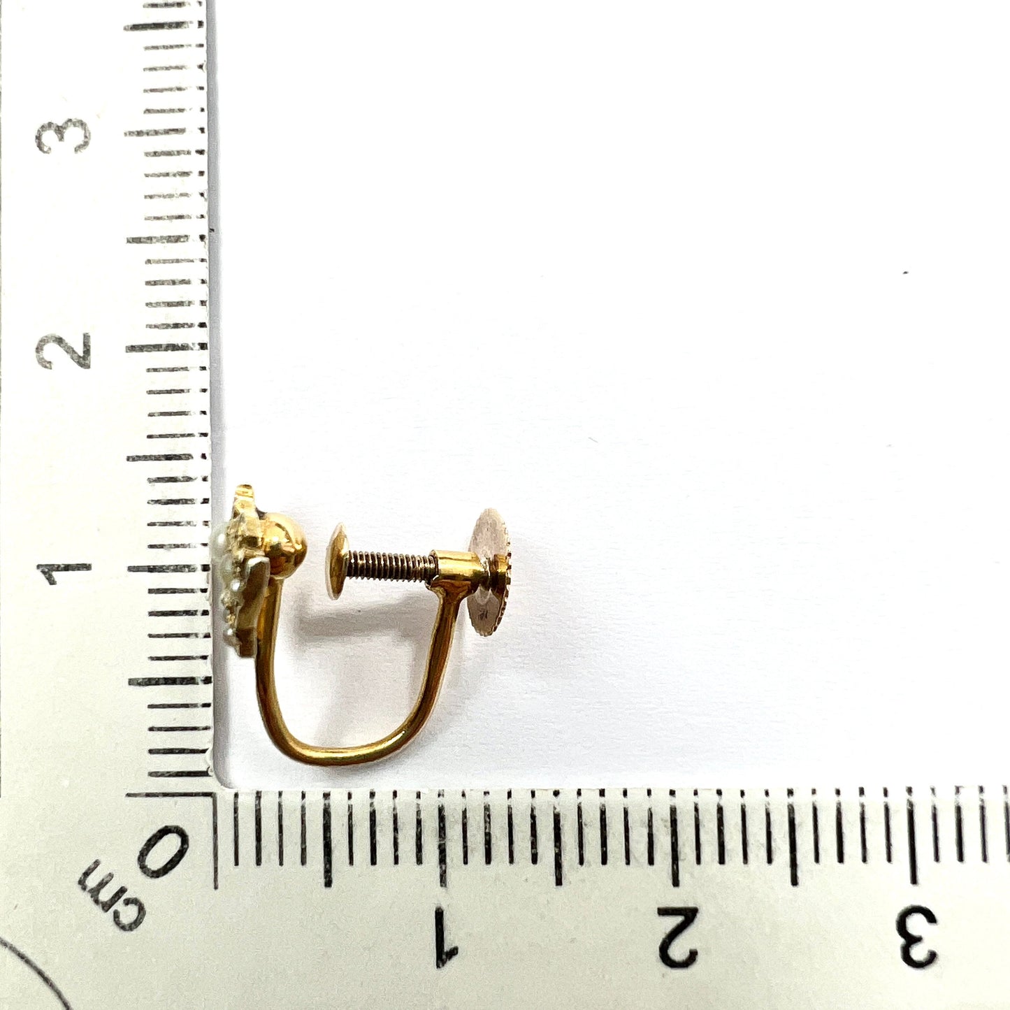Vintage 9CT Gold Pearl Crown Screwback Earrings