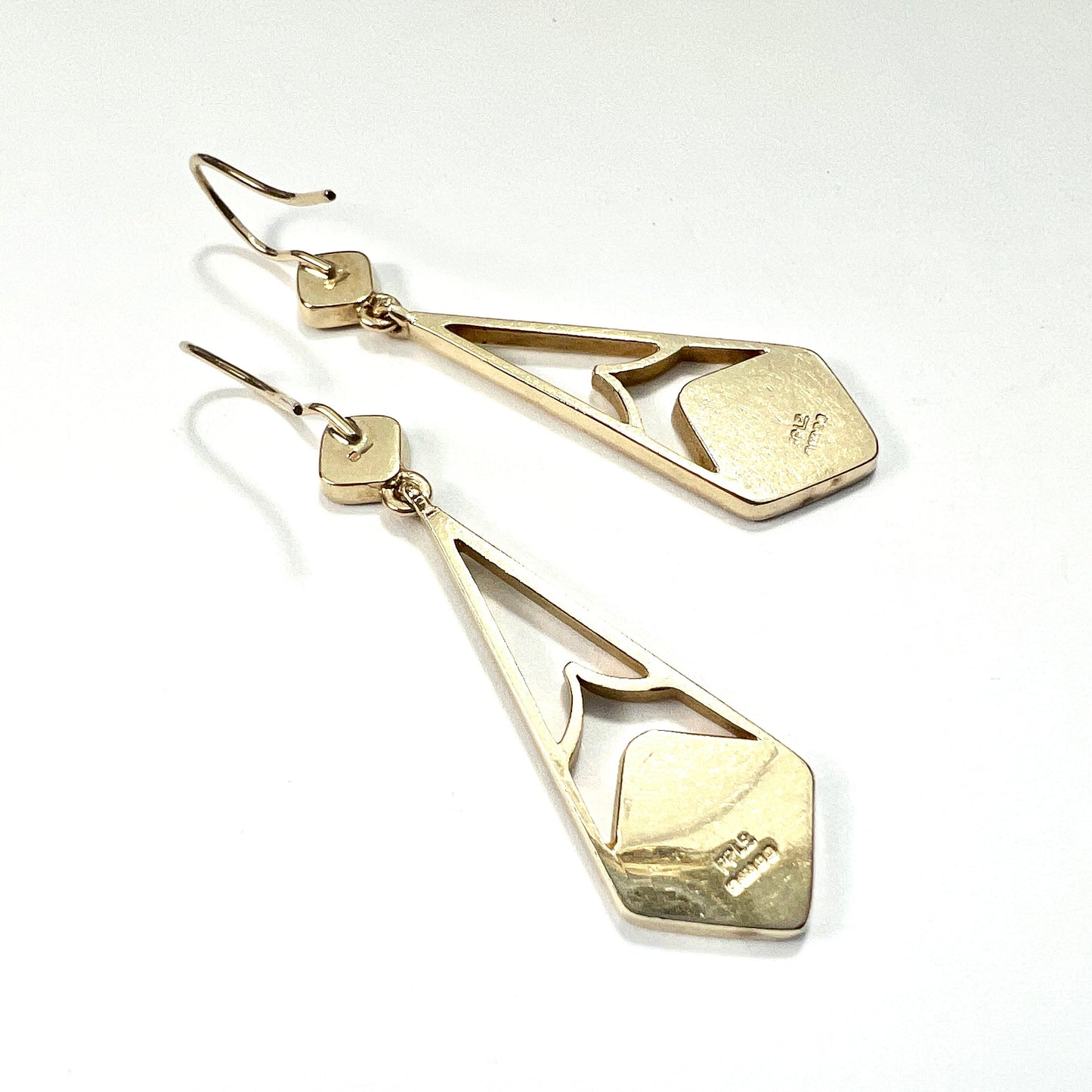 Large Vintage Art Deco Style 9CT Gold Onyx Earrings