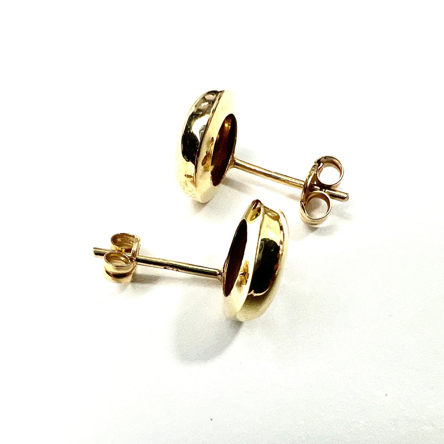 Vintage 9CT Gold Square Amethyst Dome Stud Earrings