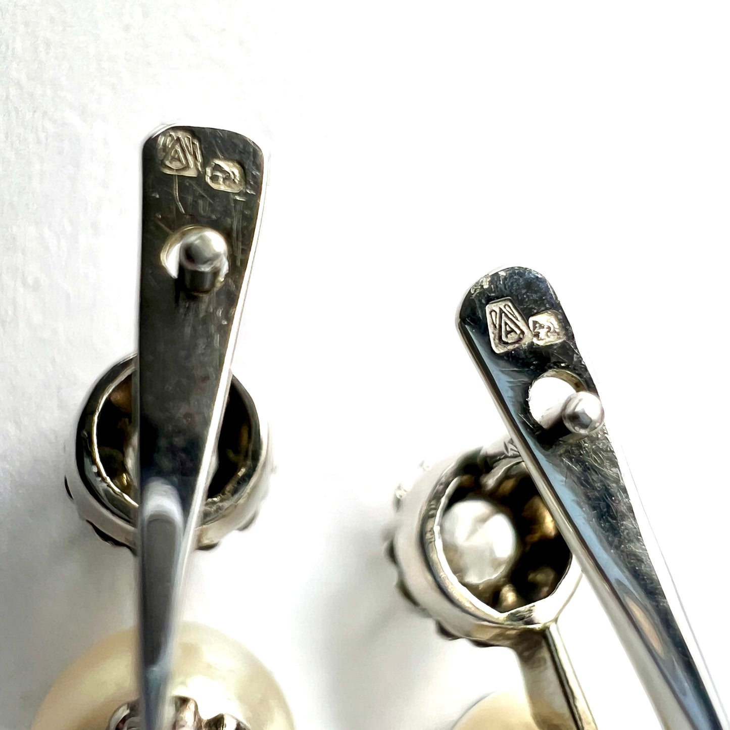 Vintage 18CT Gold Diamond and Pearl Dormeuse Earrings