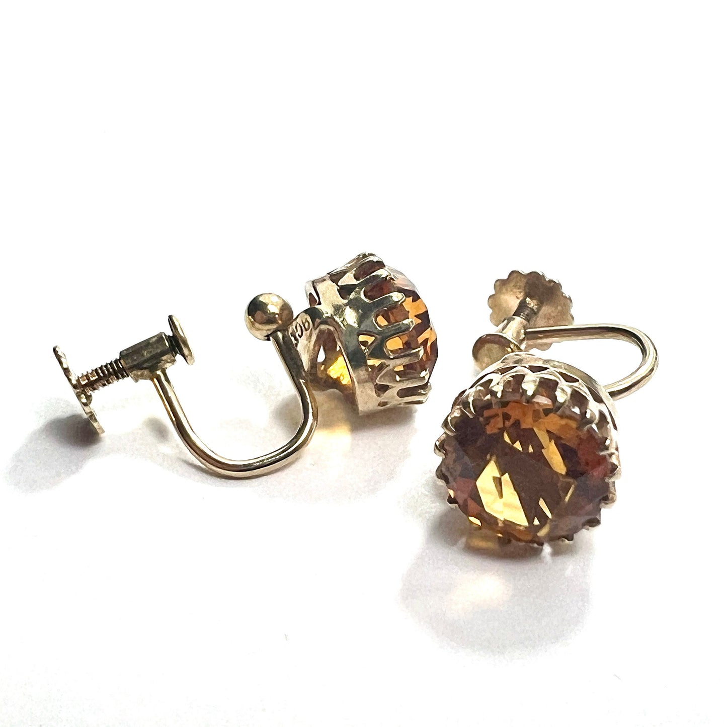 Edwardian Citrine 9CT Gold Screwback Earrings