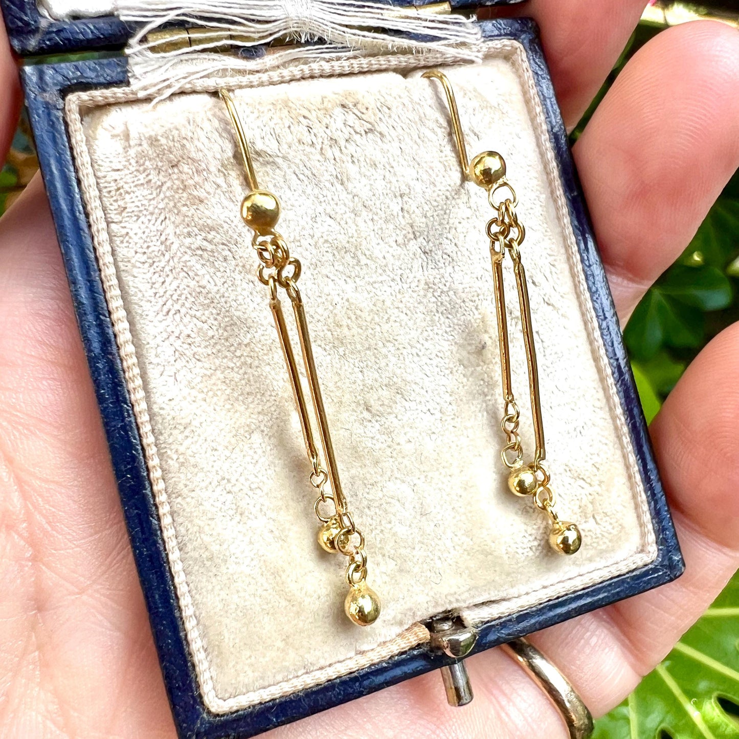Vintage Gold Double Bar Drop Earrings