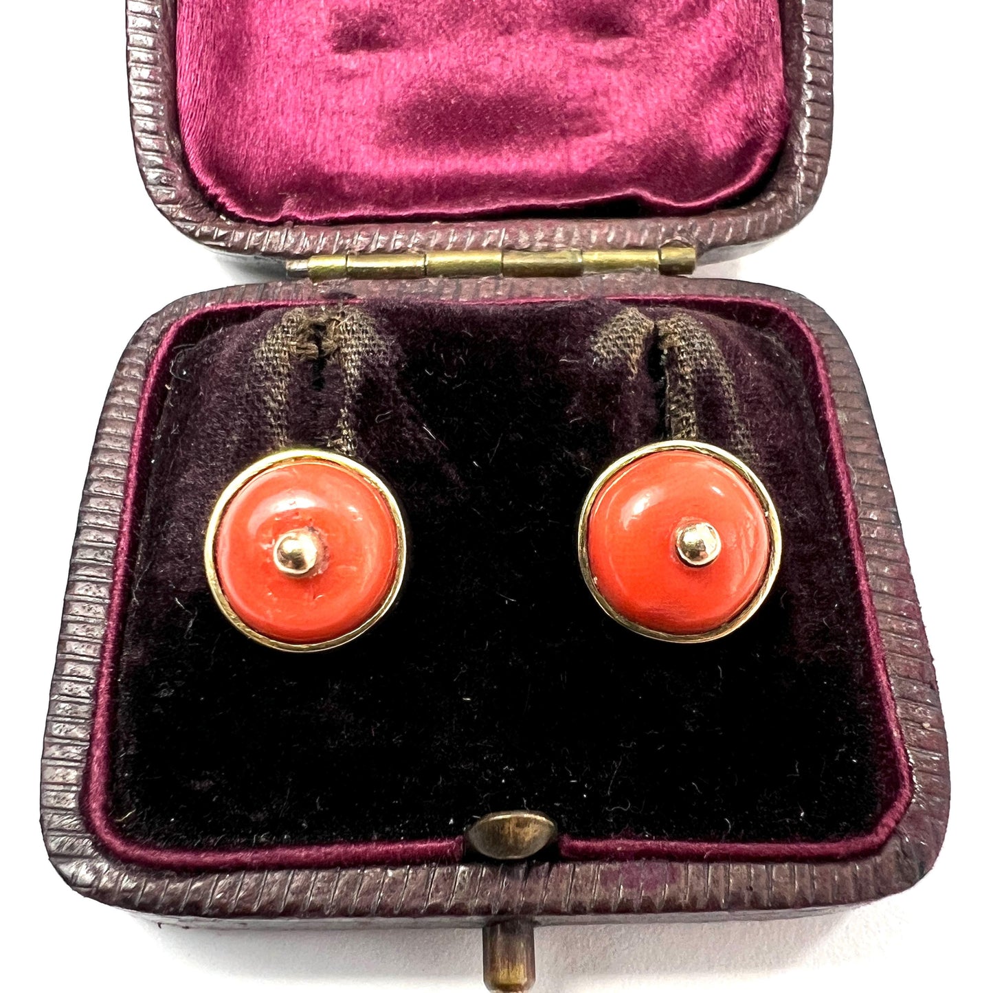 Victorian 9CT Gold Coral Stud Earrings
