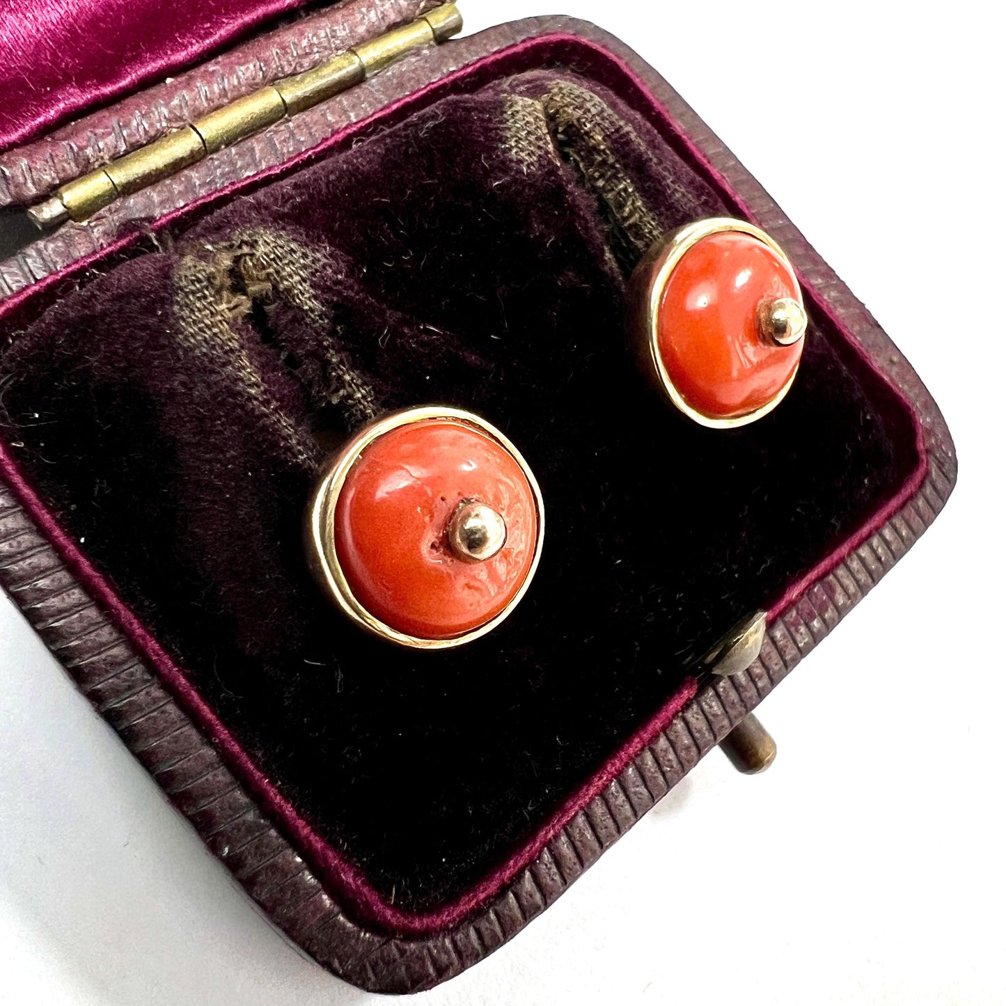 Victorian 9CT Gold Coral Stud Earrings
