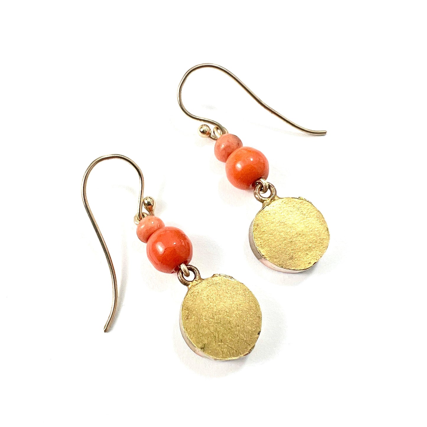 Antique Coral Micromosaic Earrings on 9CT Gold Wires
