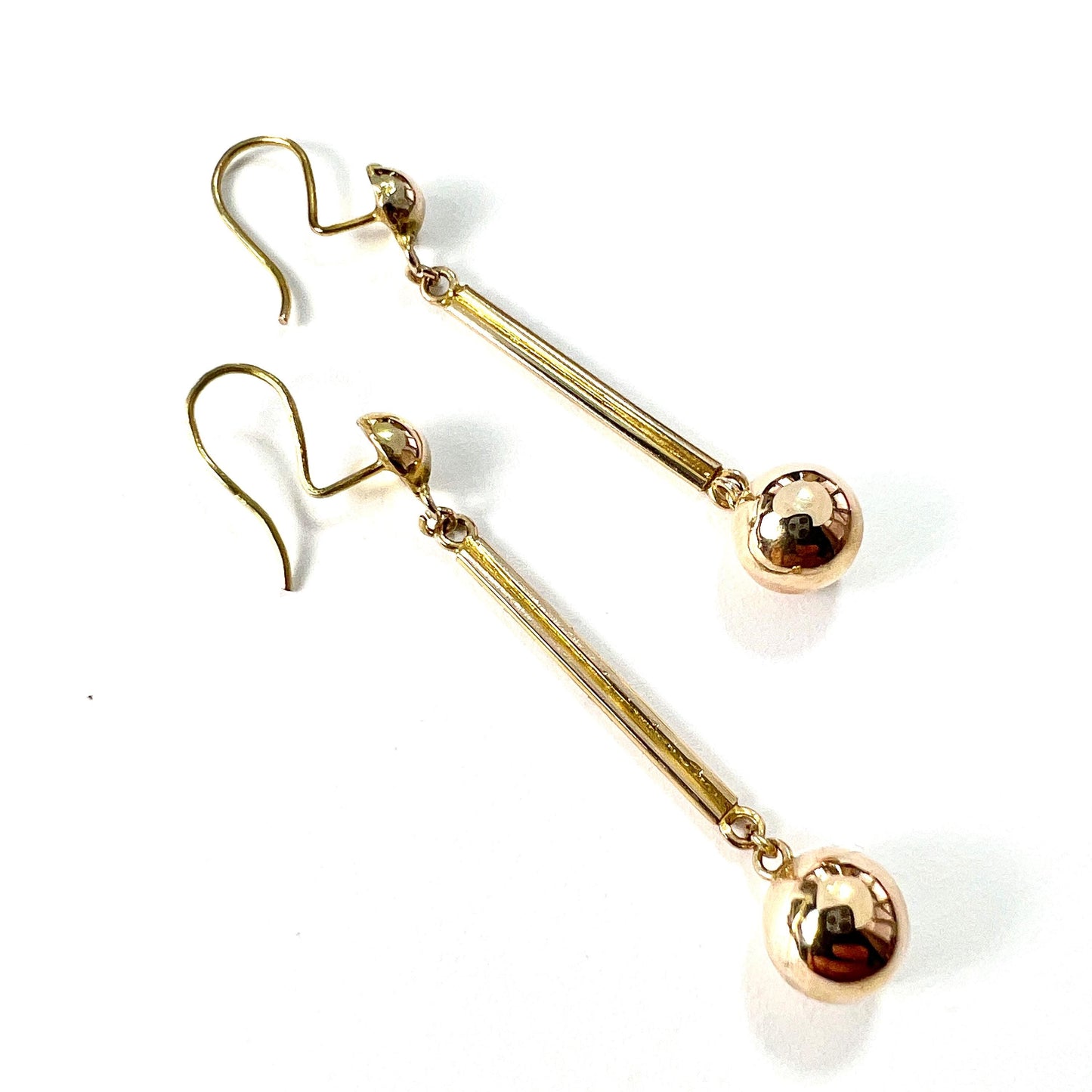 Vintage Sphere and Bar Drop 9CT Gold Earrings