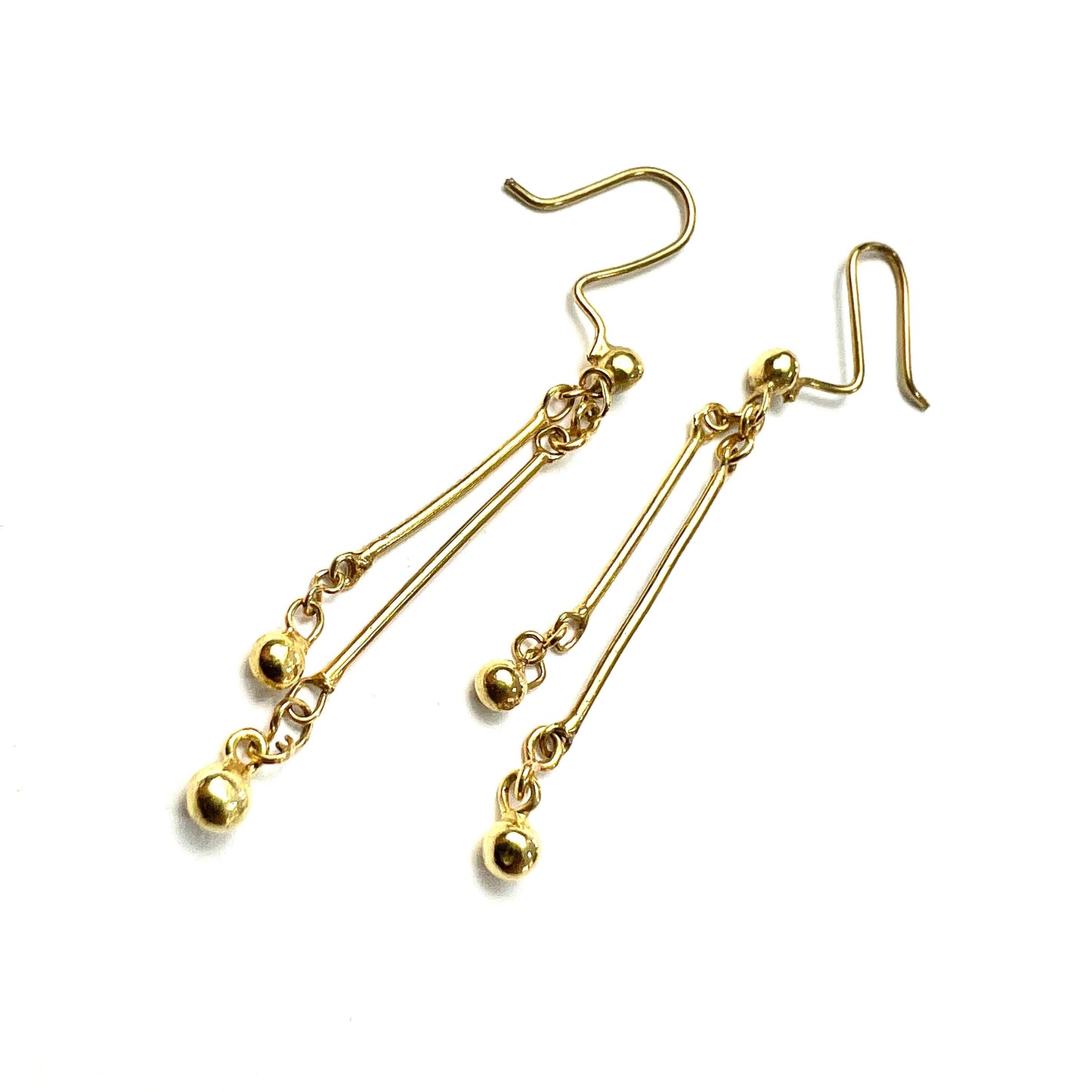 Vintage Gold Double Bar Drop Earrings