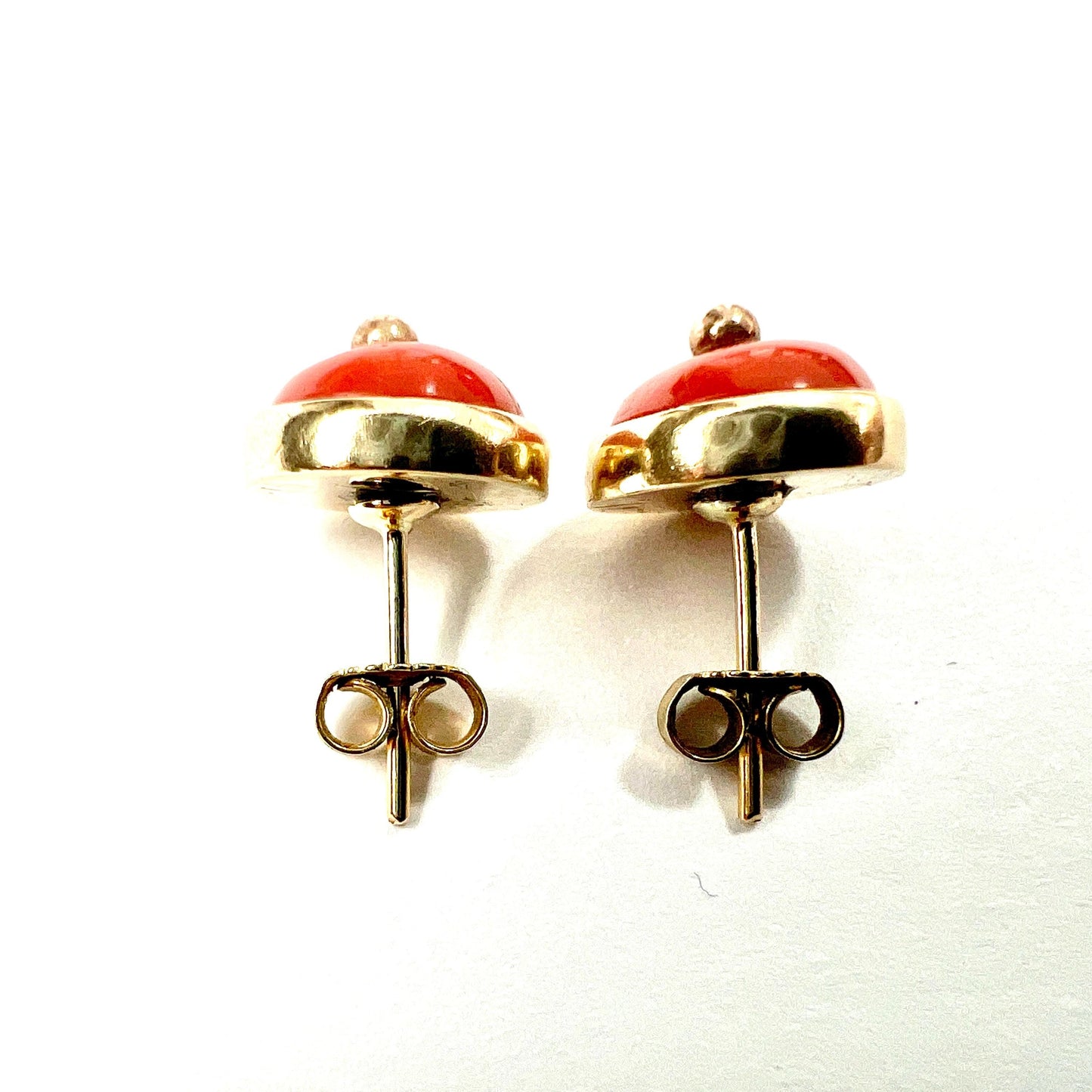 Victorian 9CT Gold Coral Stud Earrings
