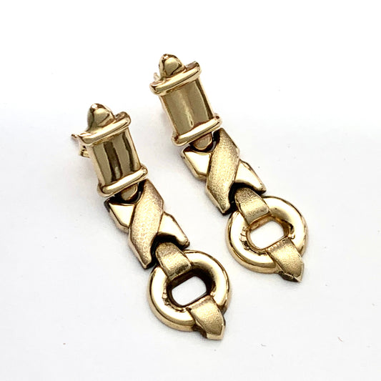 Vintage 9CT Gold Articulated Chain Link Earrings