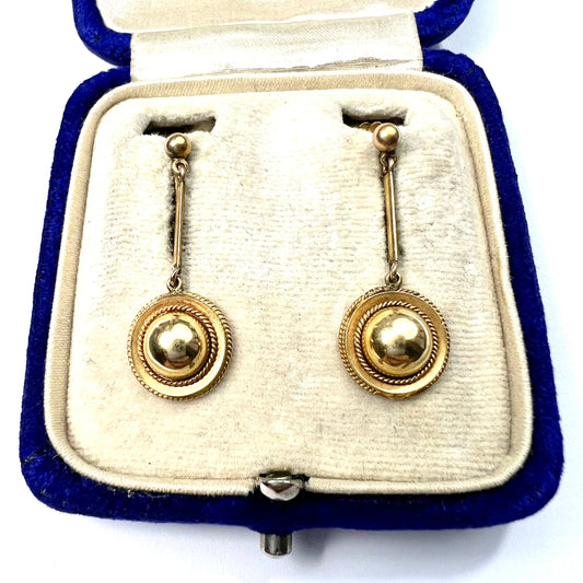 Victorian Gold Dome Drop Screwback Earrings