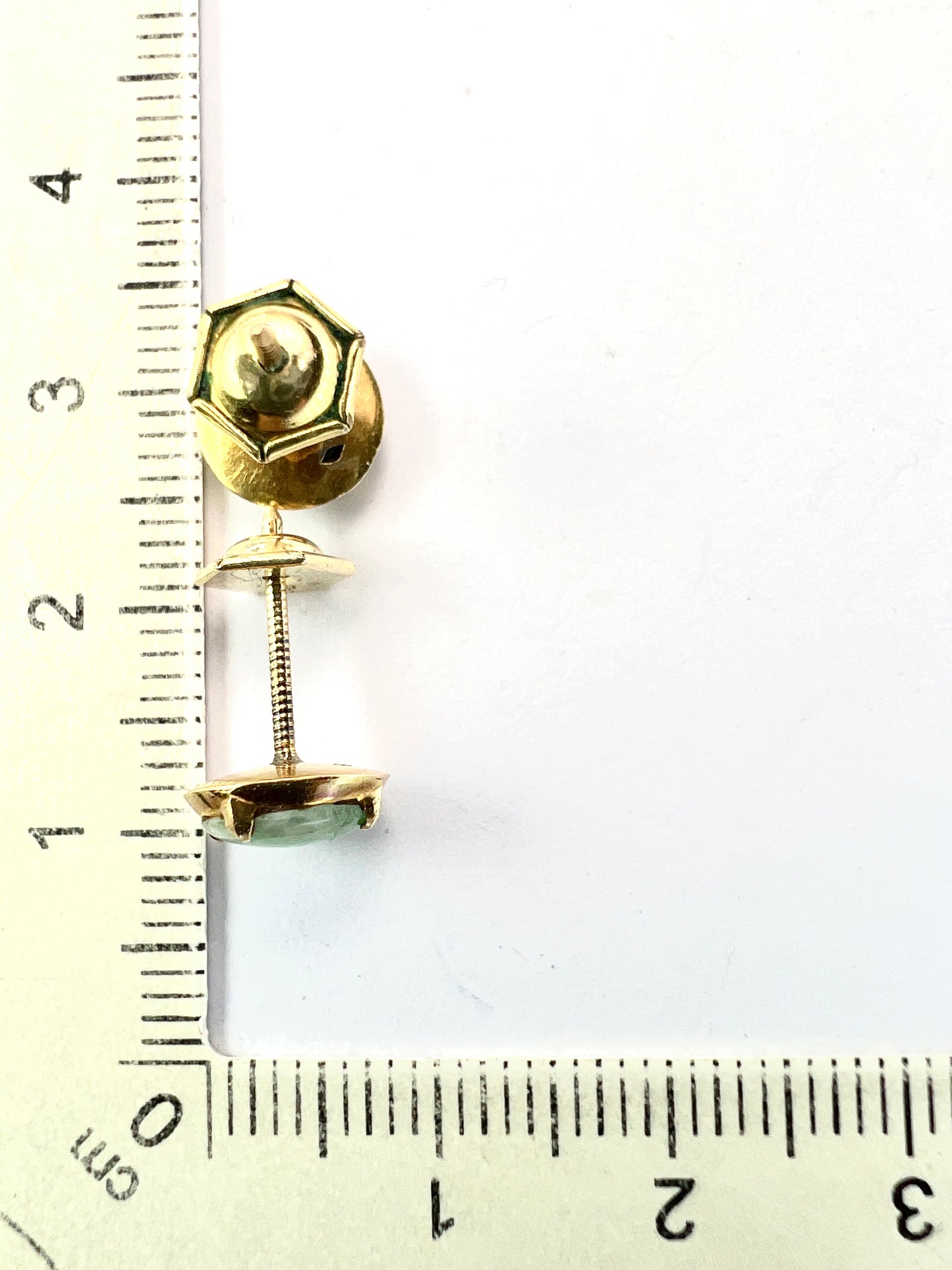 Vintage Pale Green Jadeite 14CT Gold Stud Earrings