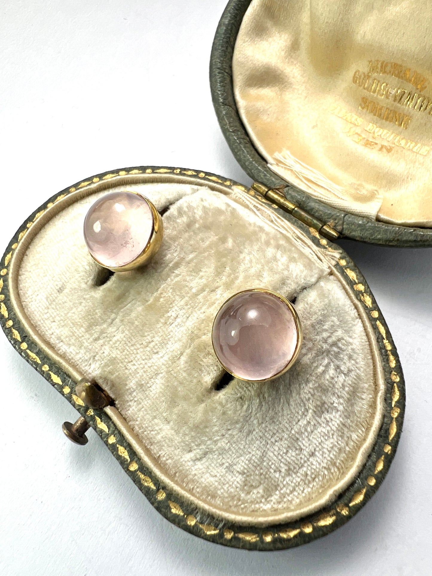 Vintage Rose Quartz 9CT Gold Stud Earrings