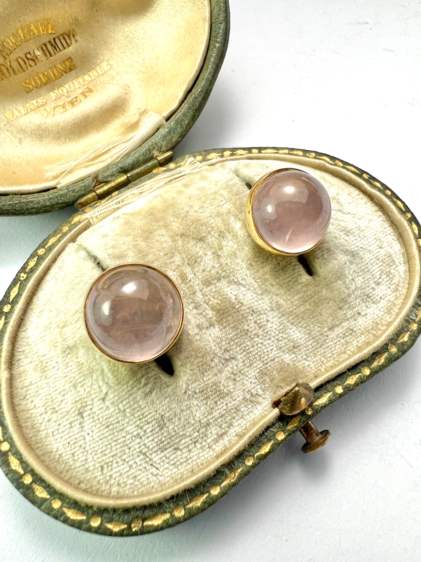 Vintage Rose Quartz 9CT Gold Stud Earrings