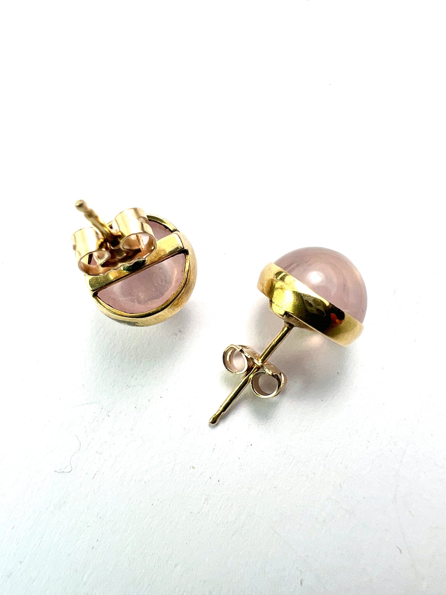 Vintage Rose Quartz 9CT Gold Stud Earrings