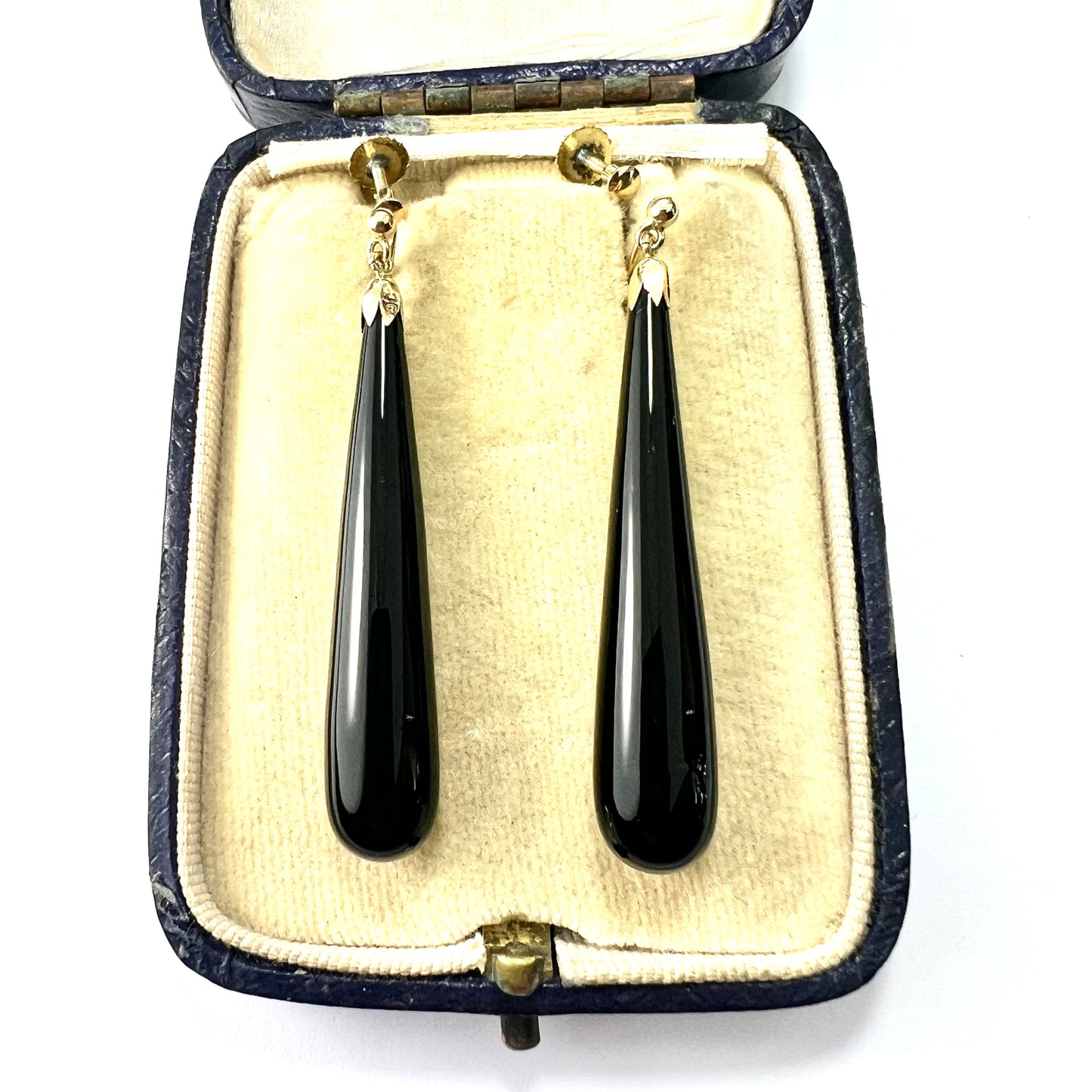 Victorian Onyx Teardrops in 9CT Gold