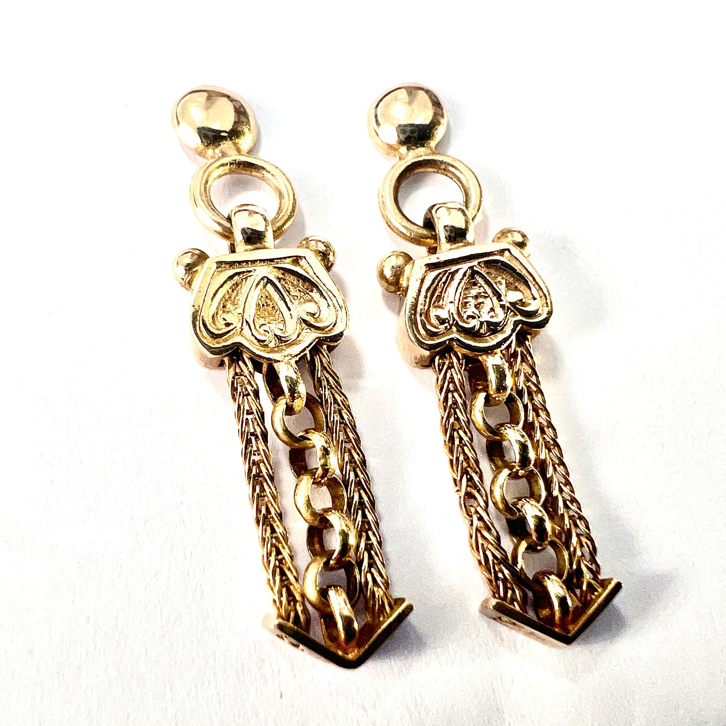 Victorian Style 9CT Gold Foxtail Chain Earrings