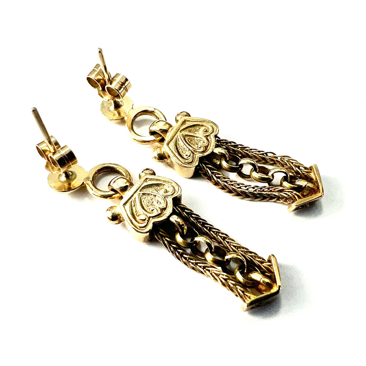 Victorian Style 9CT Gold Foxtail Chain Earrings