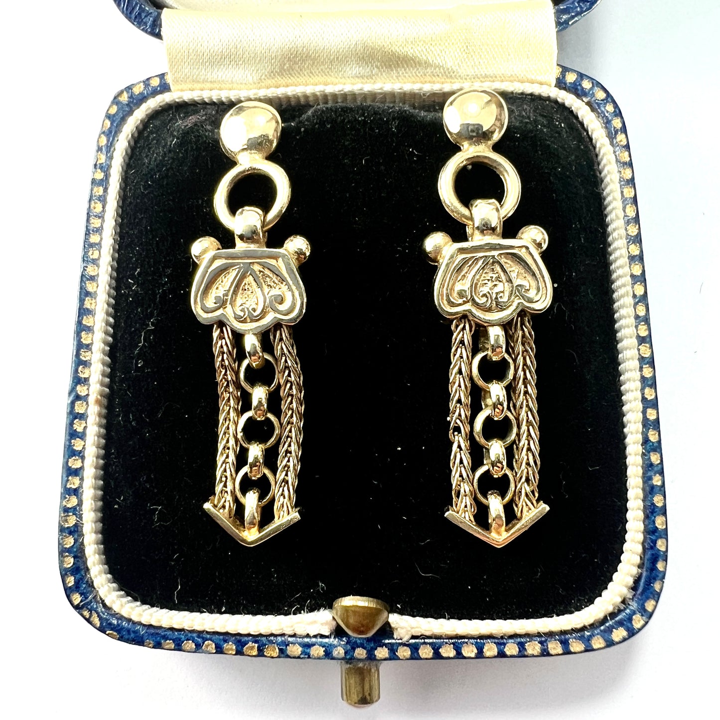 Victorian Style 9CT Gold Foxtail Chain Earrings