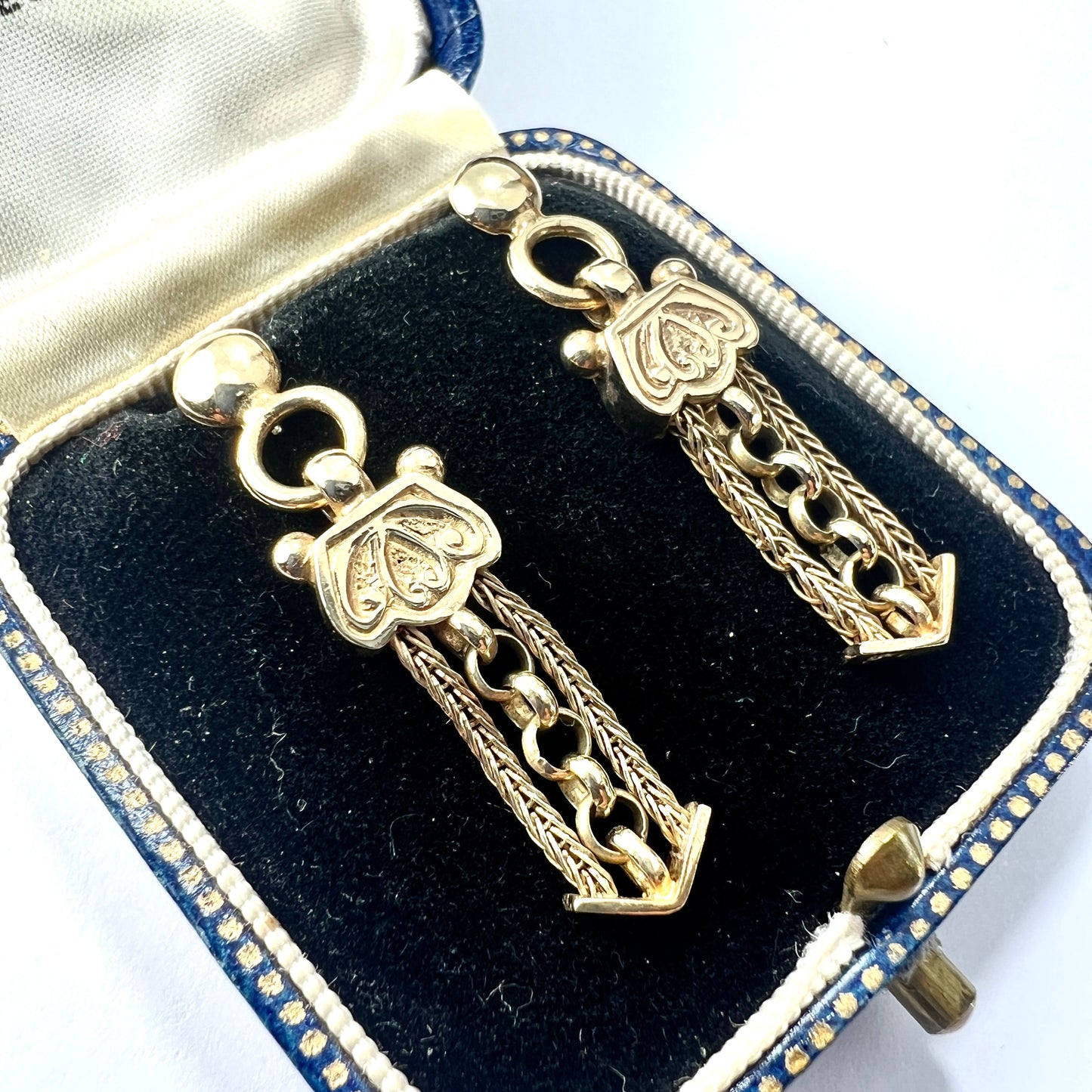 Victorian Style 9CT Gold Foxtail Chain Earrings