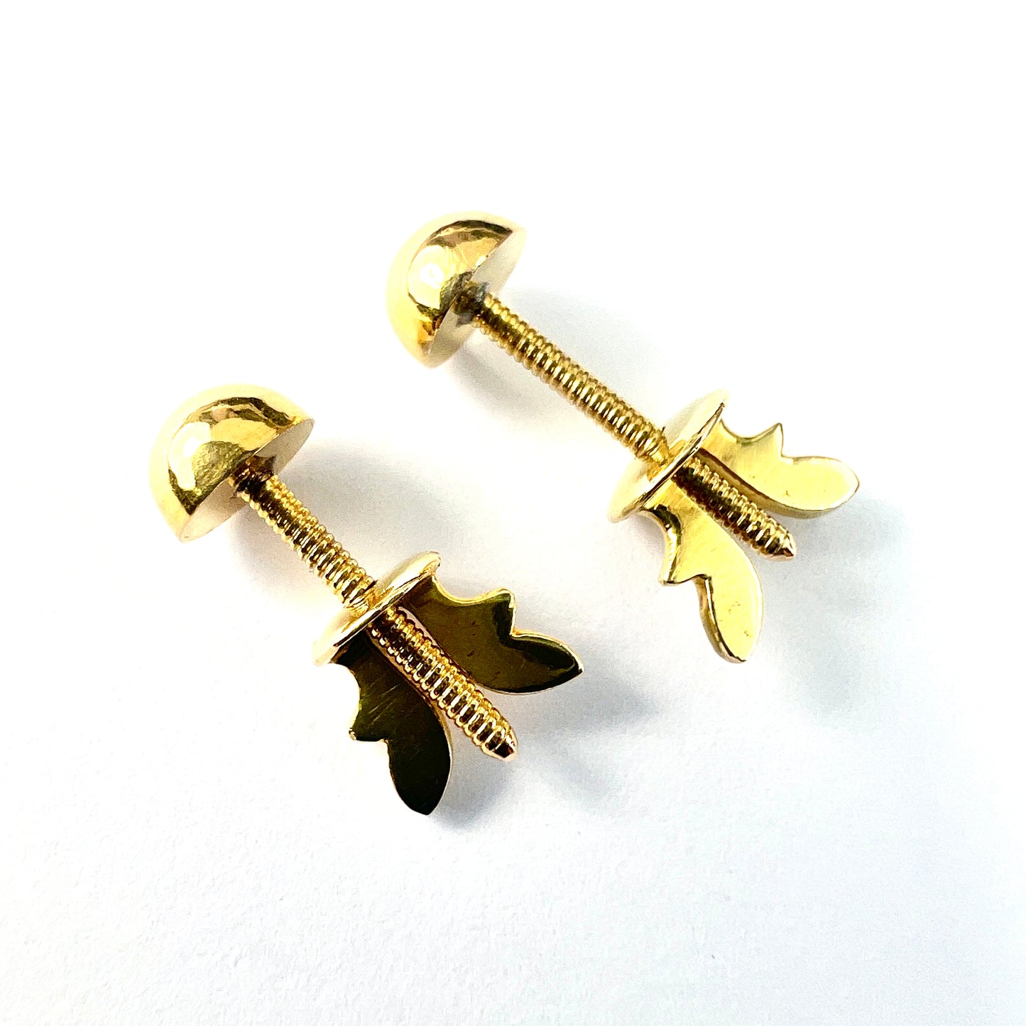 Vintage 18CT Gold Fancy Back Stud Earrings