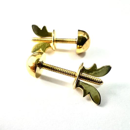 Vintage 18CT Gold Fancy Back Stud Earrings