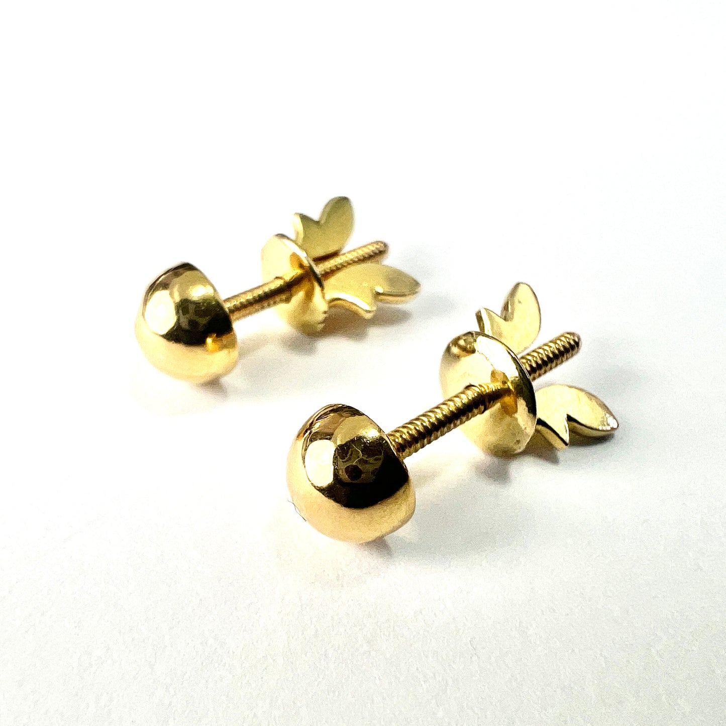 Vintage 18CT Gold Fancy Back Stud Earrings