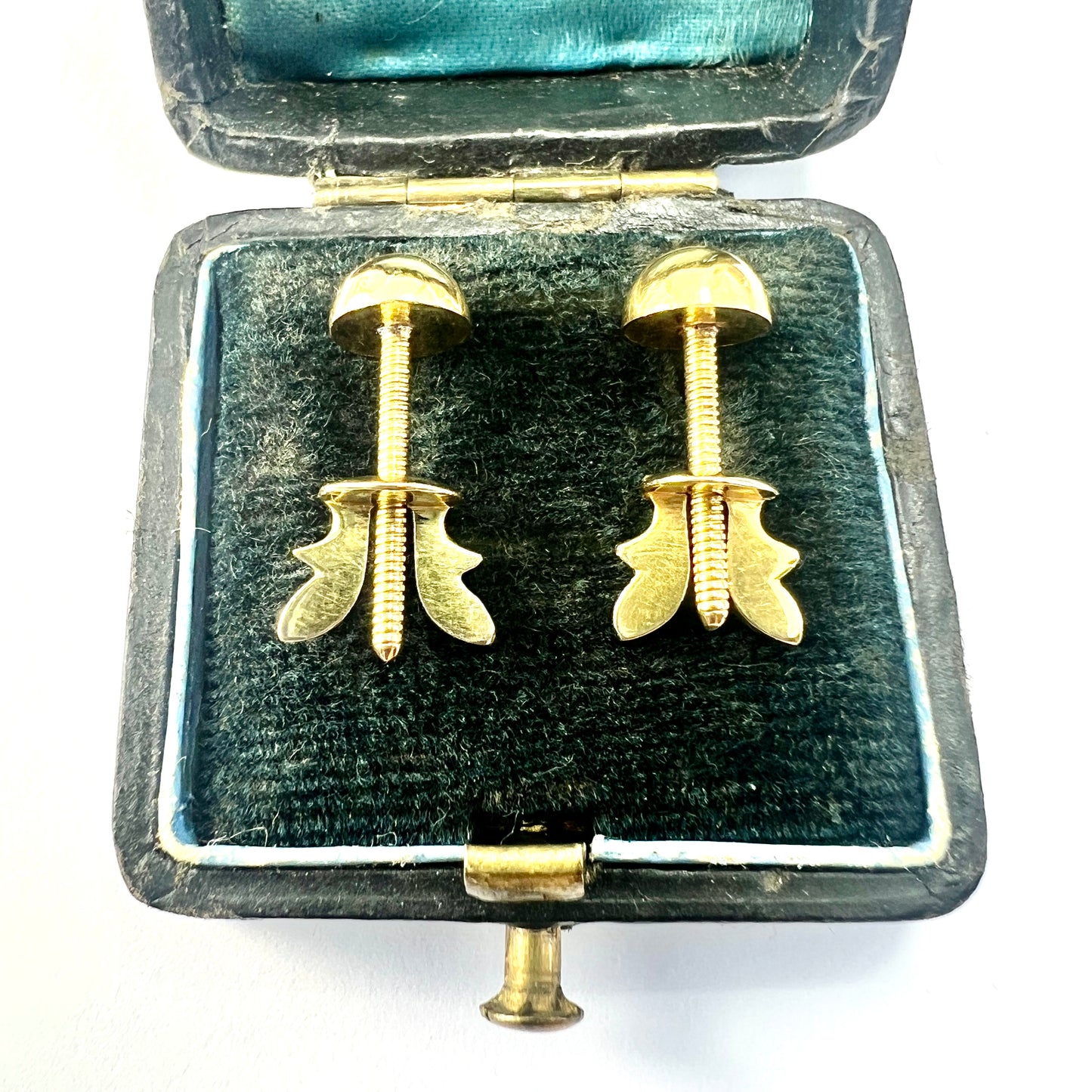 Vintage 18CT Gold Fancy Back Stud Earrings