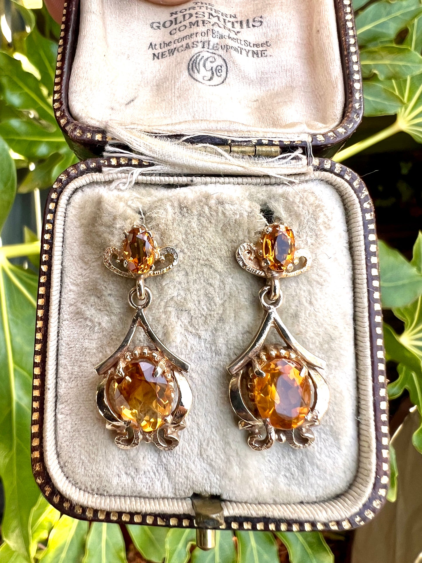 Vintage Ornate 9CT Gold Citrine Earrings